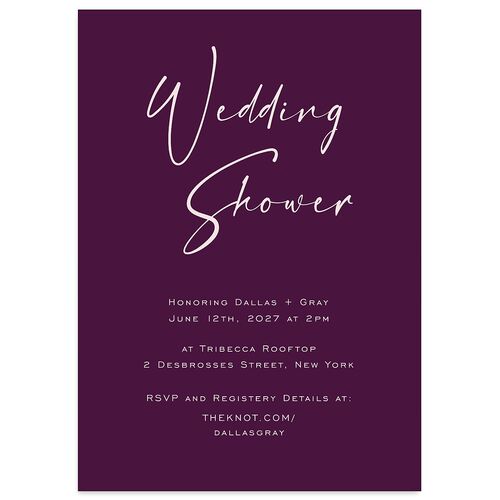Simply Striking Bridal Shower Invitations Bordeaux Signature Blank Standard