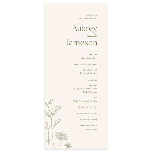 Simple Modern Wildflowers Wedding Programs Dark Camo Signature