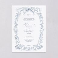 Antique Victorian Botanical Rehearsal Dinner Invitations Dusty Blue Signature Blank Standard