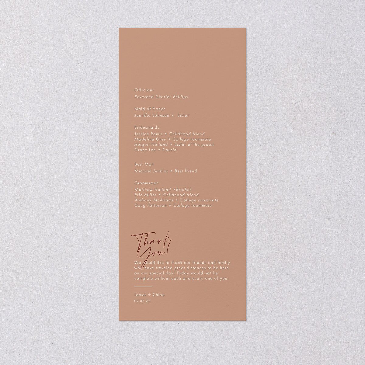 Simple Script Wedding Programs Vintage Pink Signature