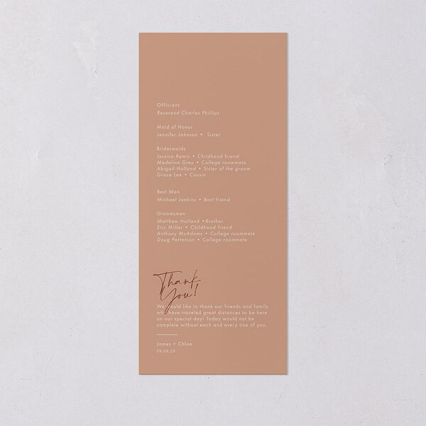 Simple Script Wedding Programs Vintage Pink Signature