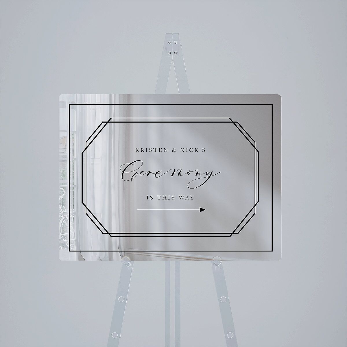 Eucalyptus Frame Mirrored Acrylic Direction Sign Medium