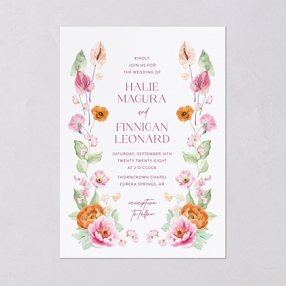 Whimsical Maximalist Floral Wedding Invitations Mulberry Signature Blank No Standard