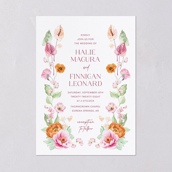 Whimsical Maximalist Floral Wedding Invitations Mulberry Signature Blank No Standard