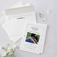Framed Photo Rehearsal Dinner Invitations Pure White Signature Blank