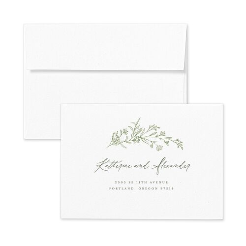 Romantic Branches Response Card Envelopes White Eucalyptus Return Address Signature Standard