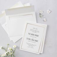 Joyful Union Foil Wedding Invitations Gold Pure White Signature Blank No Standard