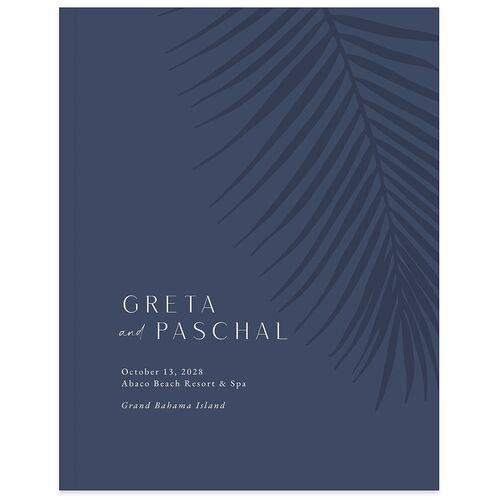 Lavish Palm Wedding Guest Book Moody Blue