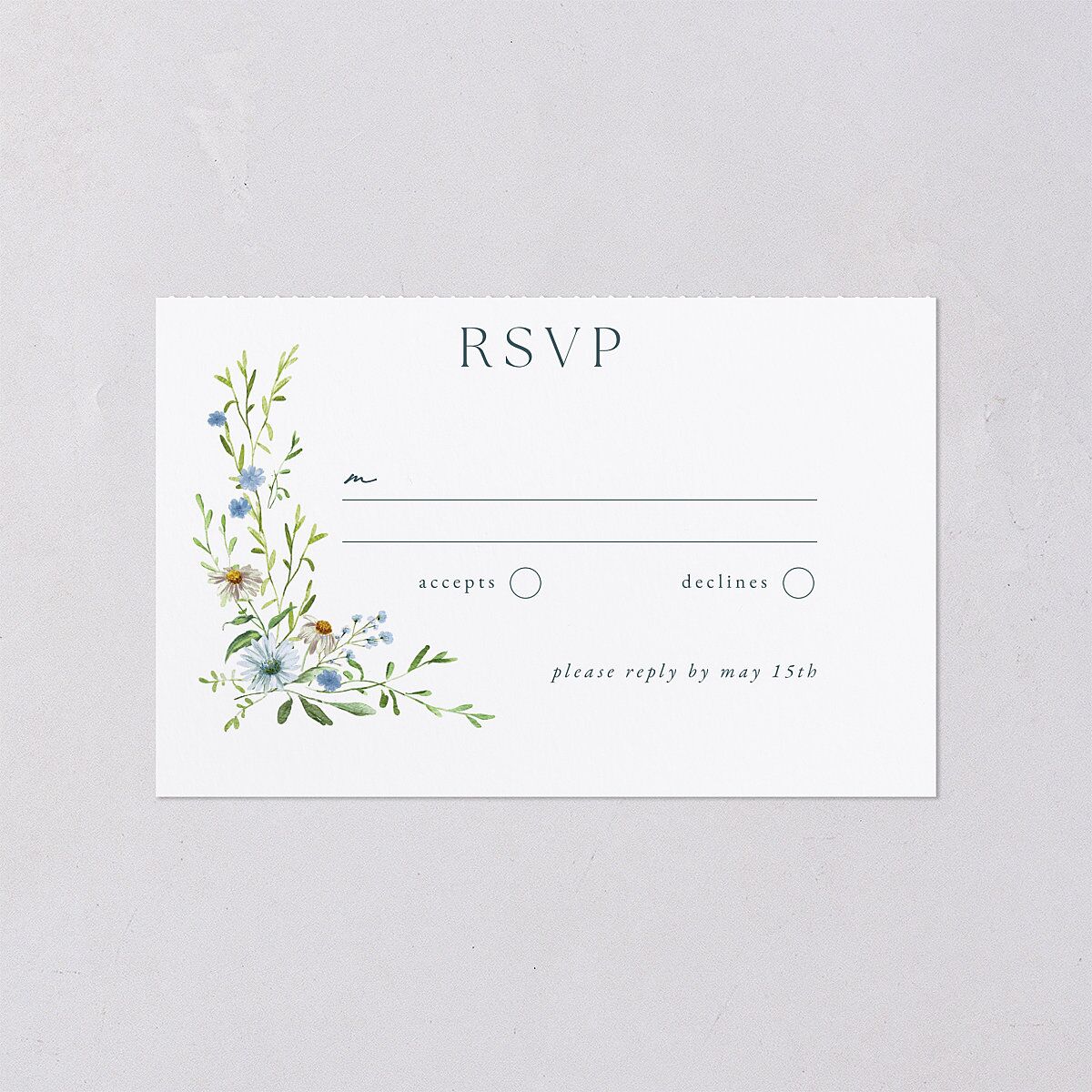 Wildflower Border All-in-One Wedding Invitations Stream Signature Light Both Recipient and Return Addresses No