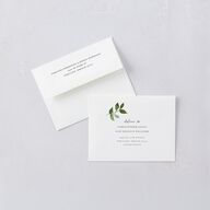 Leafy Frame Thank You Card Envelopes White Hunter Green Both Recipient and Return Addresses Signature Standard