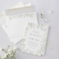 Elegant Greenery Watercolor Foil Wedding Invitations Gold Champagne Signature Blank No Standard