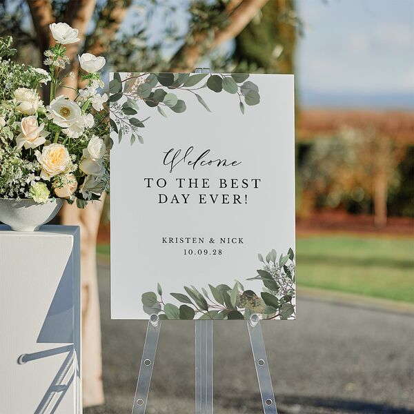 Eucalyptus Frame Standard Welcome Sign Medium Pure White Standard Indoor Foam Core M Welcome