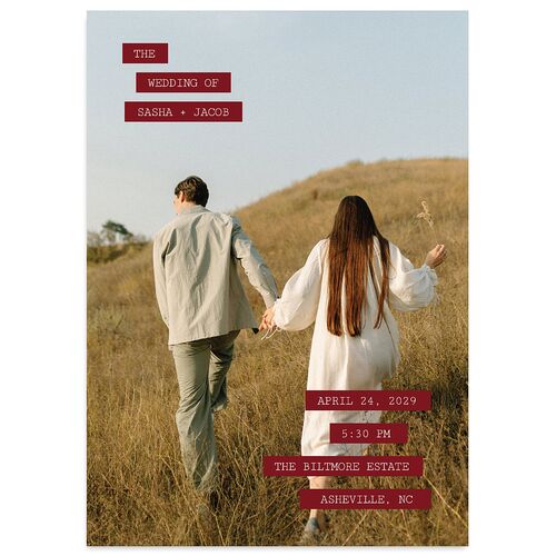 Editorial Label Maker Wedding Invitations Jewel Red Signature Blank No Standard