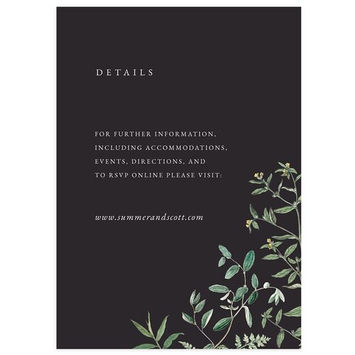 Delicate Greenery Wedding Event Detail Cards Licorice Signature Standard