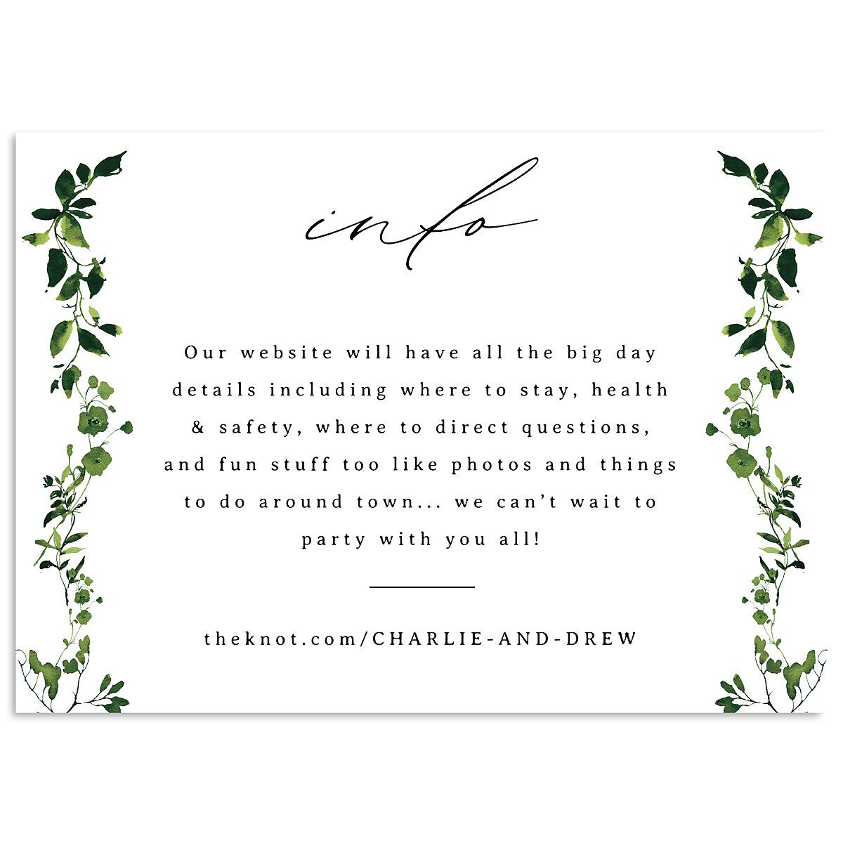 Simple Vine Wedding Enclosure Cards