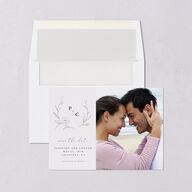 Graceful Botanical Save The Date Cards Shadow Gray Signature smooth Blank No Standard