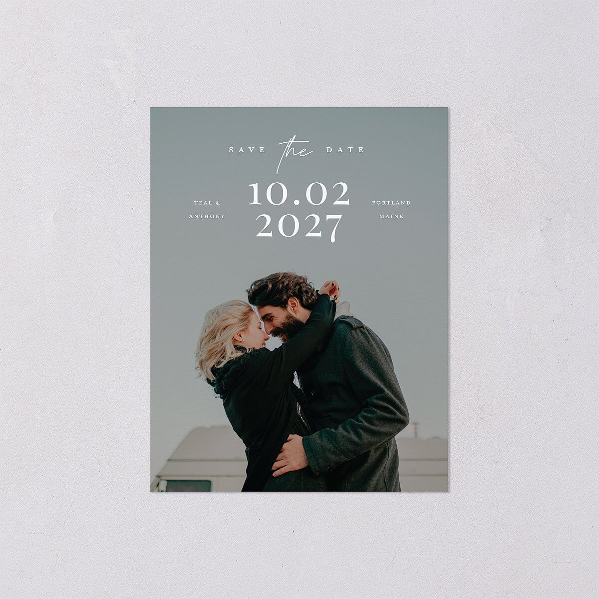 Our Date Photo Save the Date Petite Cards Eucalyptus Signature smooth Blank No Standard