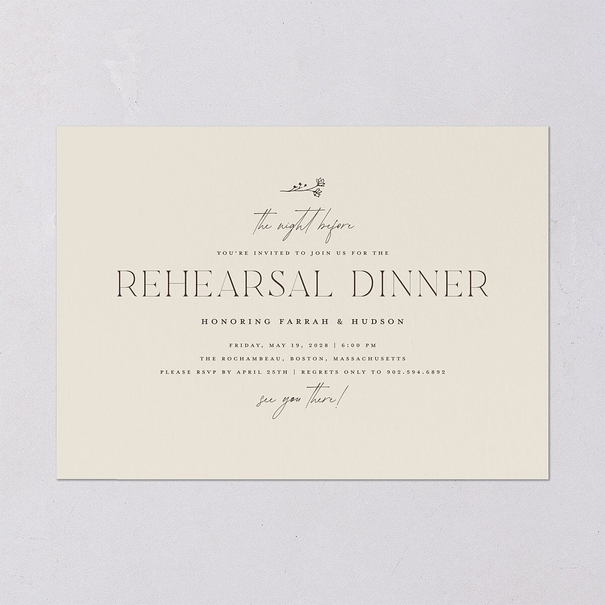 Accent Leaf Rehearsal Dinner Invitations Linen Signature Blank Standard