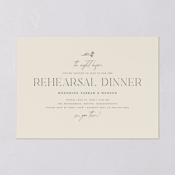 Accent Leaf Rehearsal Dinner Invitations Linen Signature Blank Standard