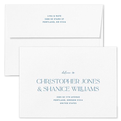Hawaiian Tropical Orchid Oval Save The Date Card Envelopes White Sapphire Both Recipient and Return Addresses Signature Standard