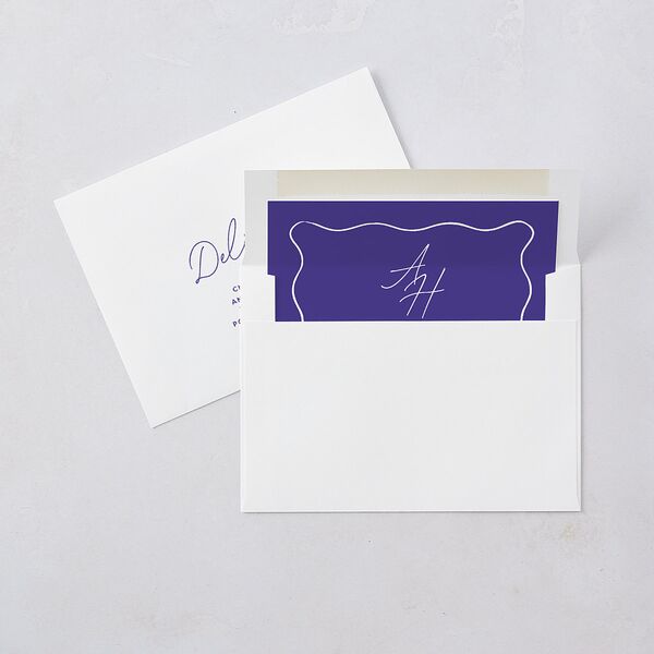 Hand Drawn Wavy Border Wedding Invitations Sapphire Signature Blank No Standard