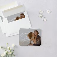 Written Names Save the Date Petite Cards Shadow Gray Signature smooth Blank No