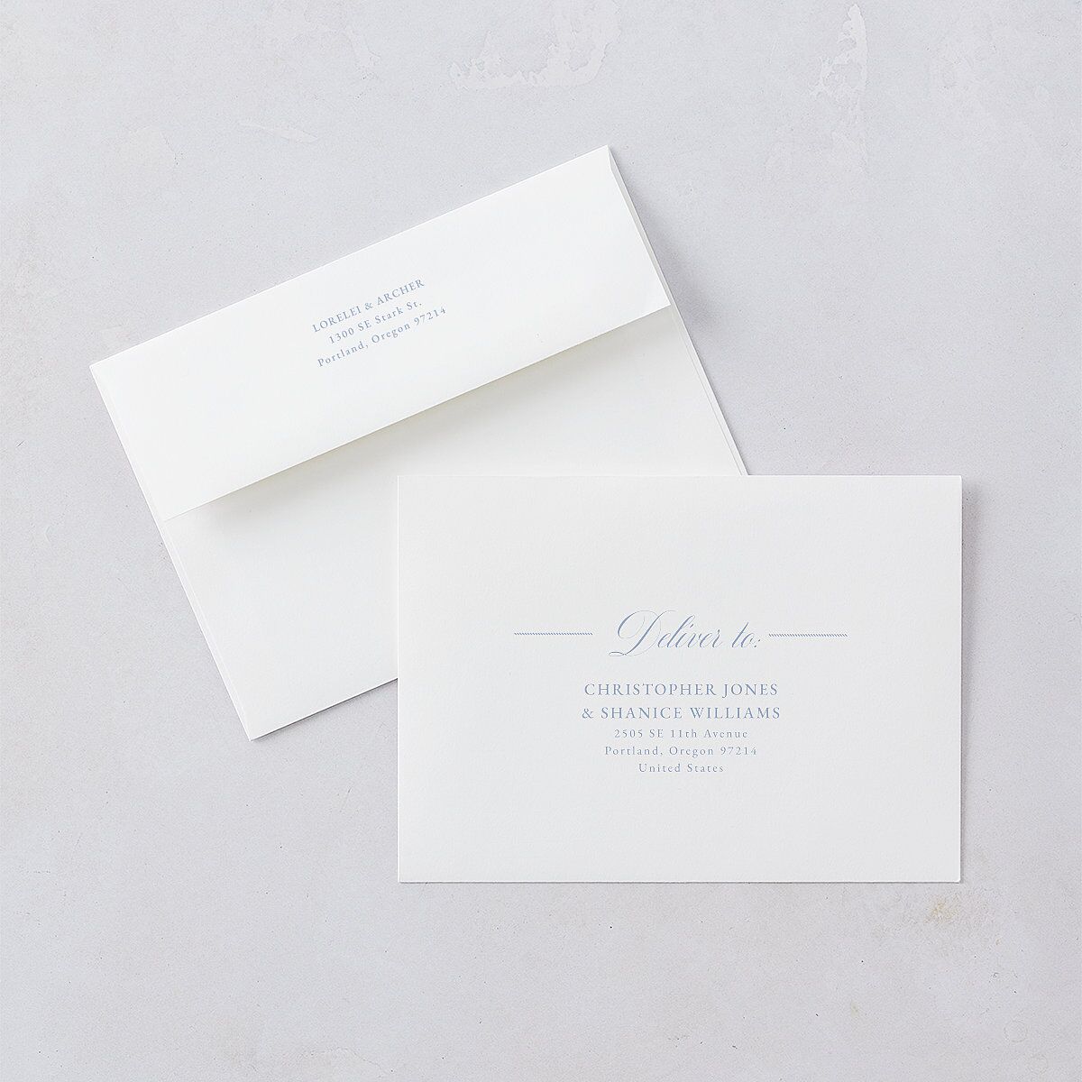 Coastal Oysters and Anchors Save The Date Card Envelopes White Sea Blue Both Recipient and Return Addresses Signature Standard
