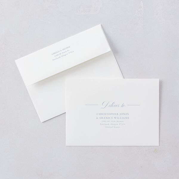 Coastal Oysters and Anchors Save The Date Card Envelopes White Sea Blue Both Recipient and Return Addresses Signature Standard