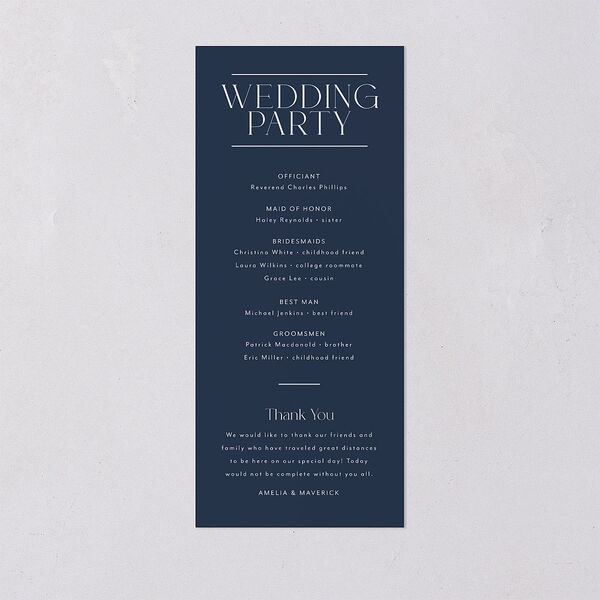 Estate Wedding Programs Gold Moody Blue Signature