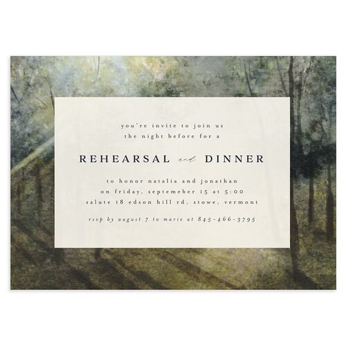 Enchanted Forest Rehearsal Dinner Invitations Dark Navy Signature Blank Standard