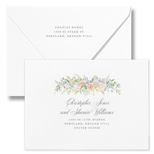 Glamorous Regency Garden Save The Date Card Euro Envelopes White Luxe Sage Both Recipient and Return Addresses Signature