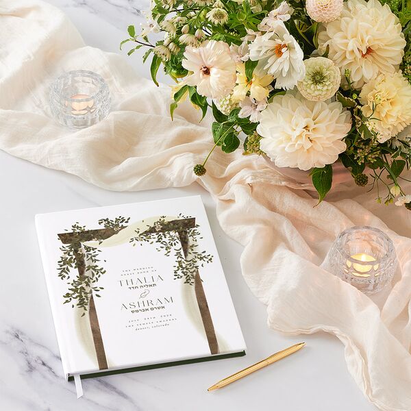 Graceful Chuppah Guest Books Pure White