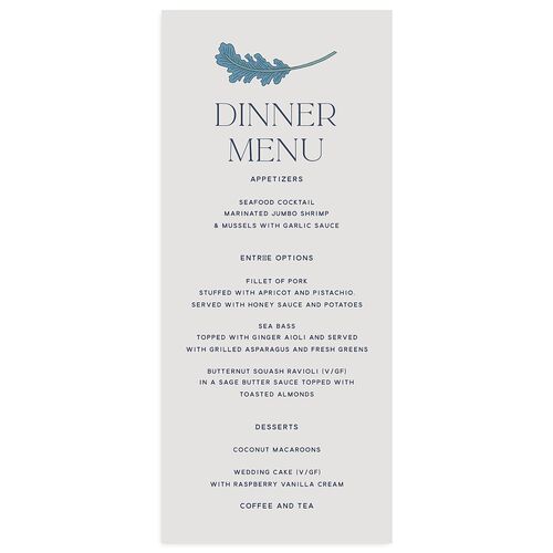 Climbing Leaves Menus Midnight Navy Signature