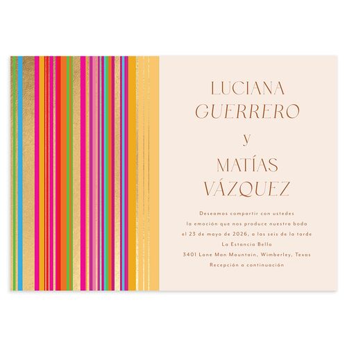 Serape de Sol Wedding Invitations Gold Copper Signature Blank No Standard