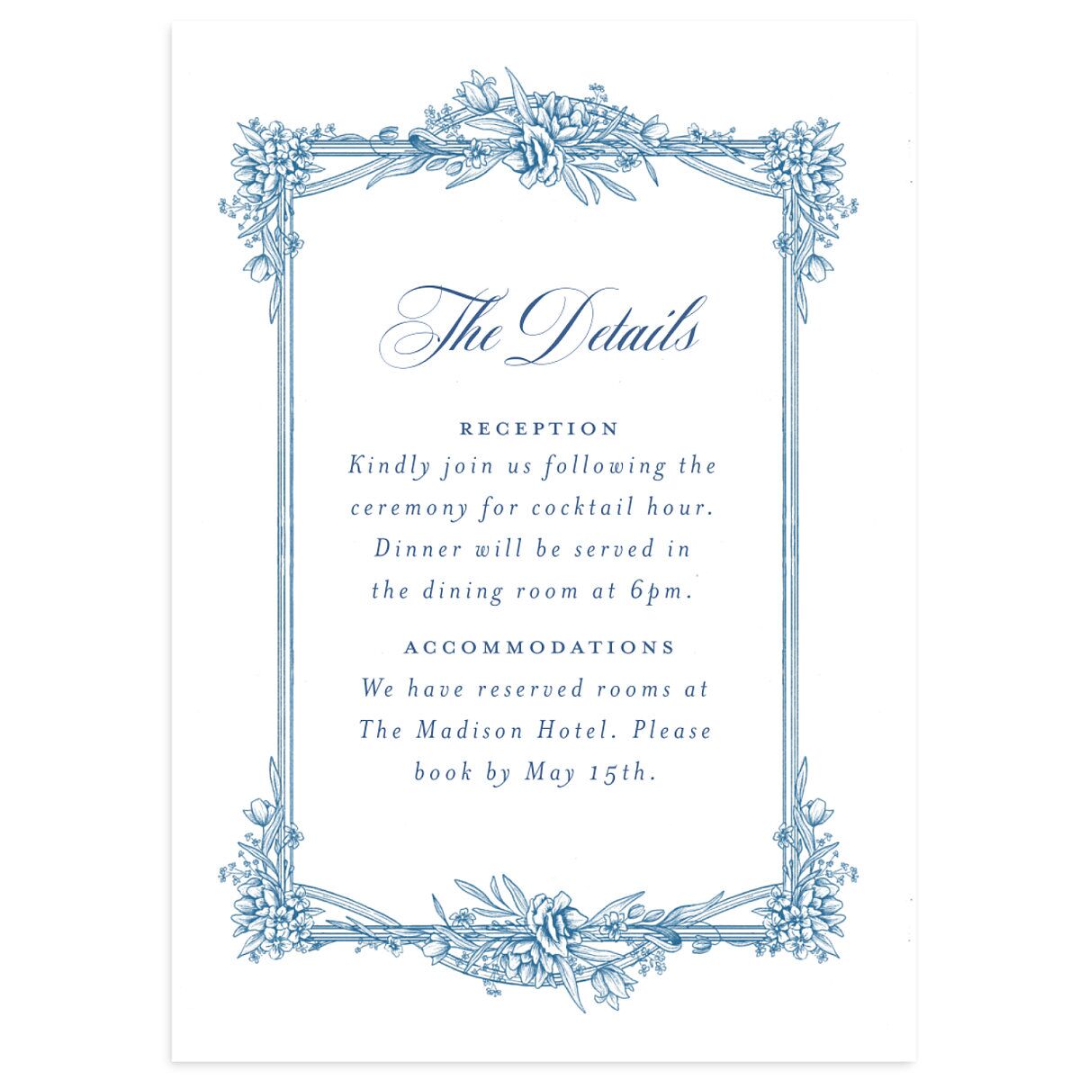 Elegant Antique Toile Frame Wedding Enclosure Cards by Bridgerton