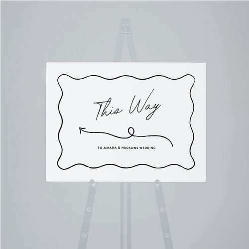 Hand Drawn Wavy Border Standard Direction Sign Medium Pure White Standard Indoor Foam Core M Direction