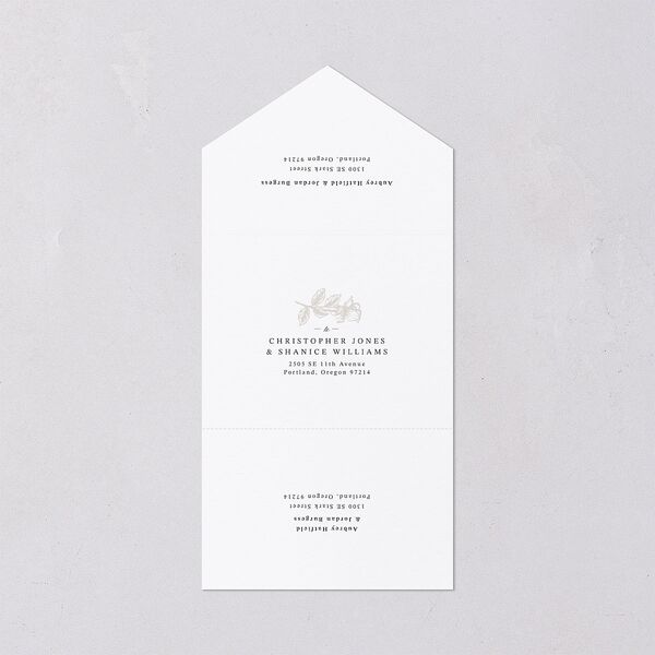 Botanical Luxury All-in-One Wedding Invitations Pure White Signature Light Both Recipient and Return Addresses No