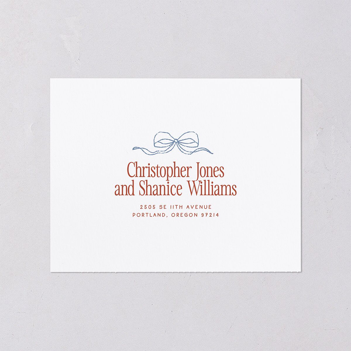 Modern Delicate Bows All-in-One Wedding Invitations Jewel Red Signature Light Both Recipient and Return Addresses No