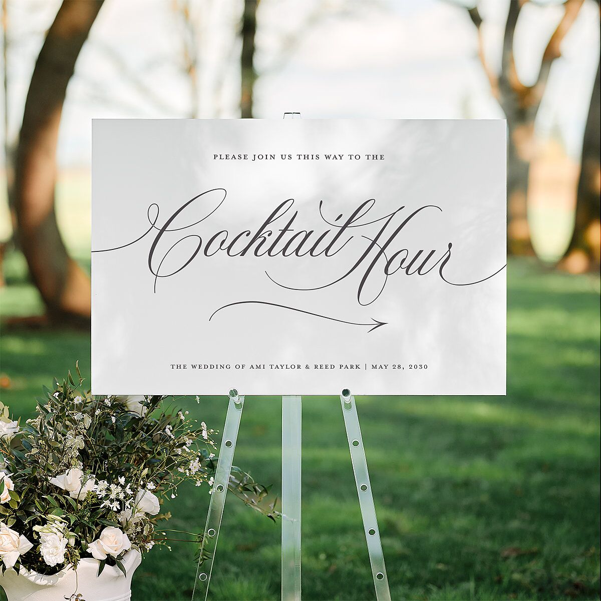 Grand Calligraphy Standard Direction Sign Large Medieval Grey Standard Indoor Foam Core L Direction