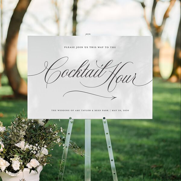 Grand Calligraphy Standard Direction Sign Large Medieval Grey Standard Indoor Foam Core L Direction