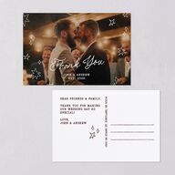 Hand Drawn Starry Christmas Photo Thank You Postcards Burgundy