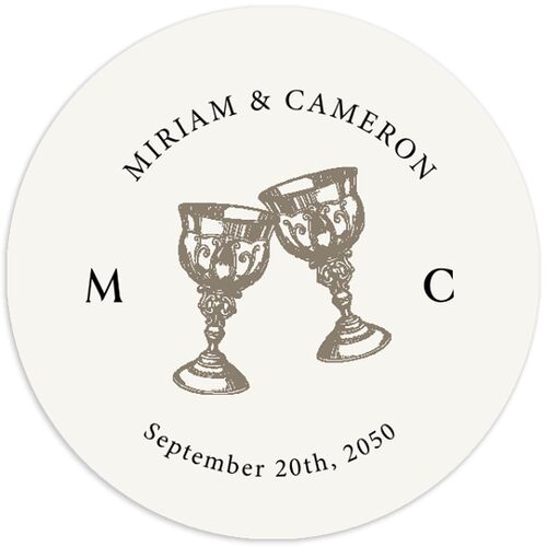 Romantic Fantasy Wedding Stickers Champagne Circle