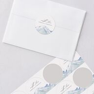 Mountain Wildflowers Wedding Stickers Dusty Blue Circle