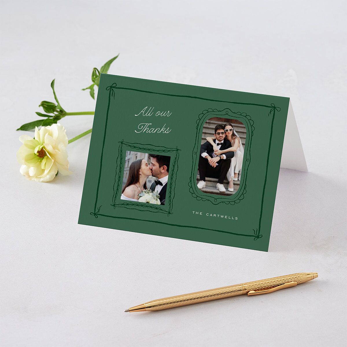 Whimsical Hand Drawn Photo Frames Thank You Cards Eucalyptus