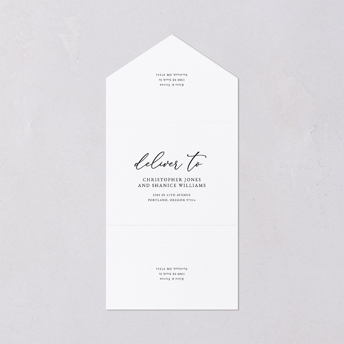 Romantic Photo All-in-One Wedding Invitations Midnight Signature Light Both Recipient and Return Addresses No