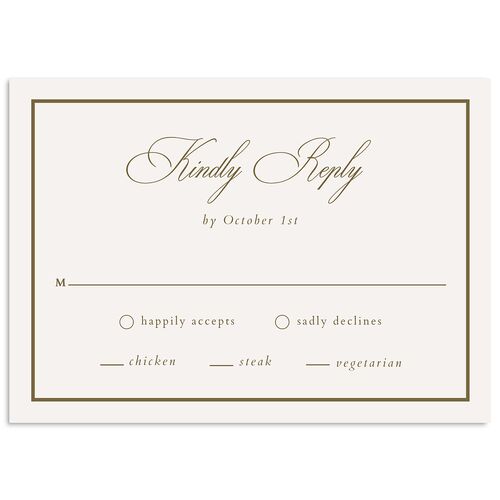 Classic Champagne with Bows Wedding Response Cards Gold Signature Standard