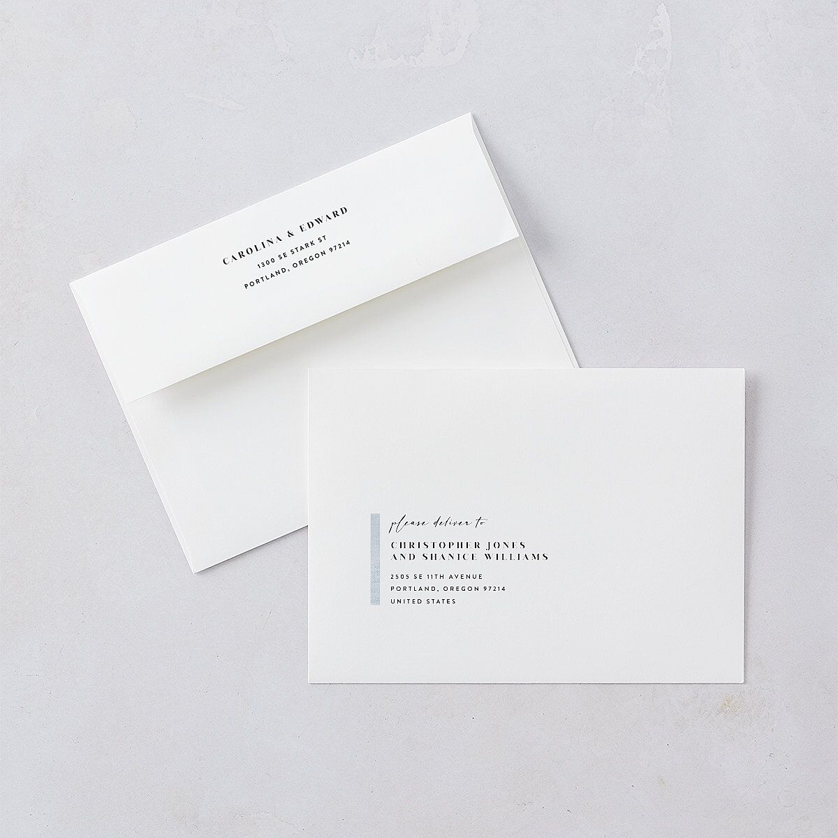 Minimal Accent Save the Date Cards Pale Blue Signature smooth Blank No Standard