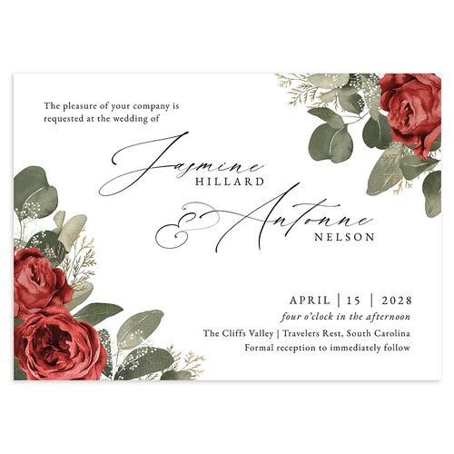 Romantic Roses Wedding Invitations Ruby Signature Blank No Standard