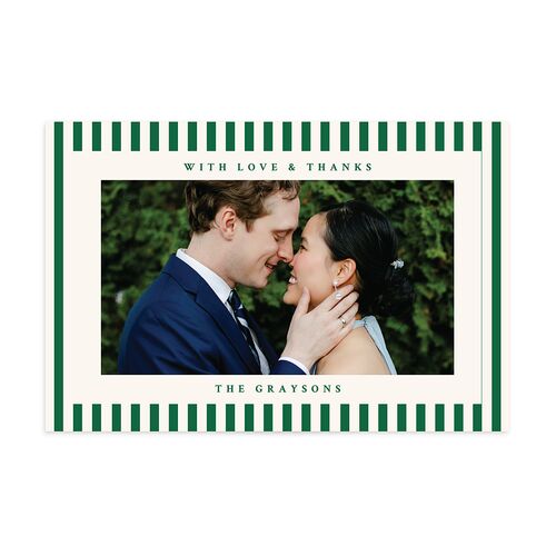 Classic Holiday Stripes Thank You Postcards Jewel Green
