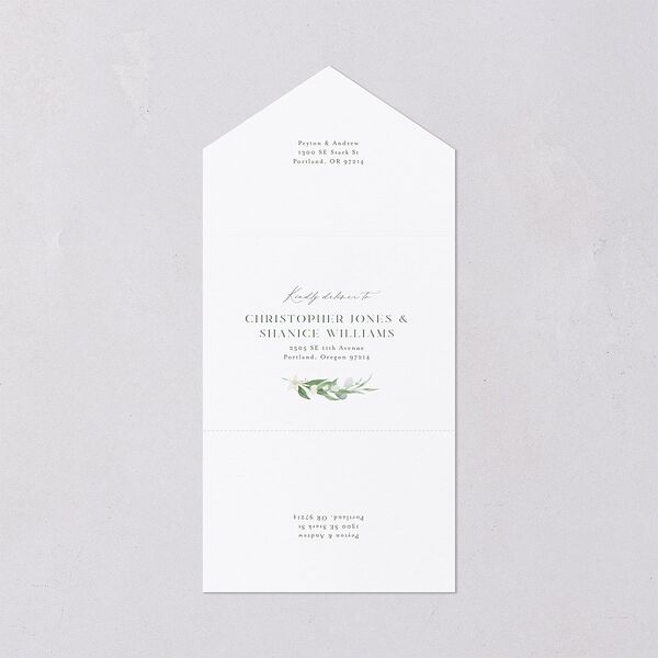 Greenery Laurel All-in-One Wedding Invitations Thyme Signature Light Both Recipient and Return Addresses No